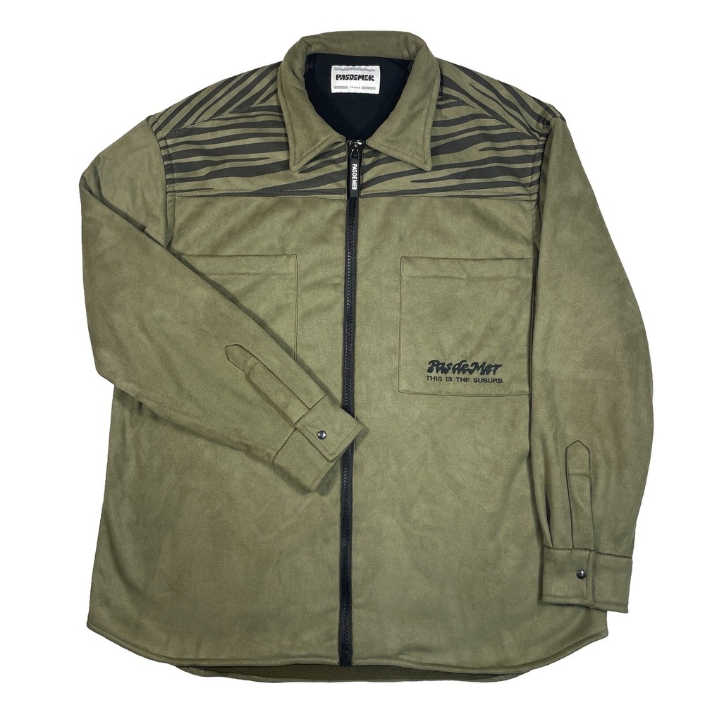 Pas De Mer WAV Shacket Fleece Full Zip Sweatshirt We Are Vandals Army Green L